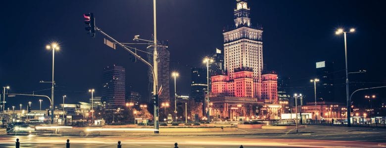 Downtown Warsaw at Night